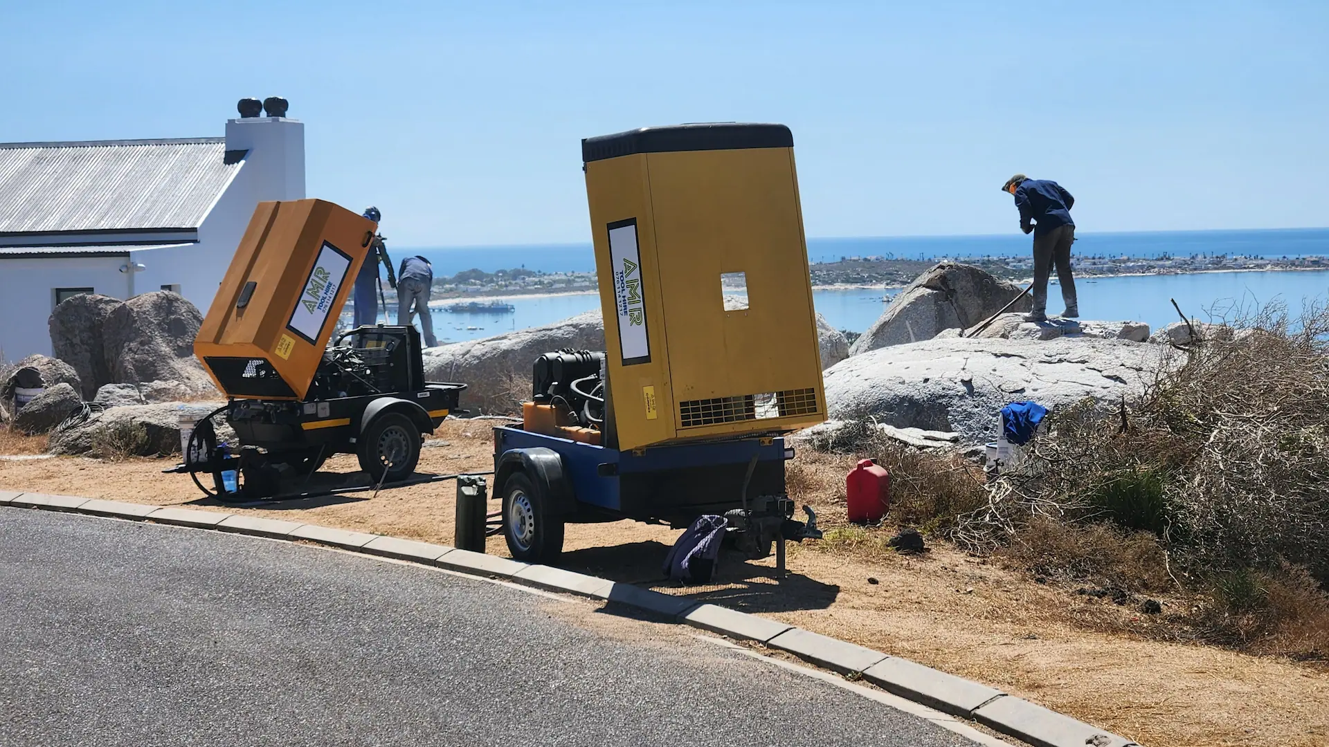 Mobile compressors on site, heavy duty equipment for hire
