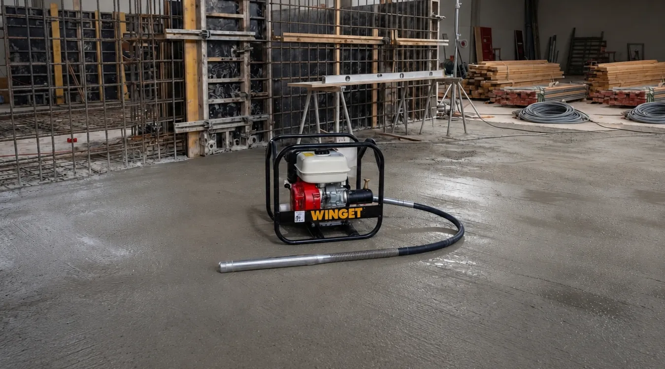 Vibrating poker and petrol drive unit for concrete work