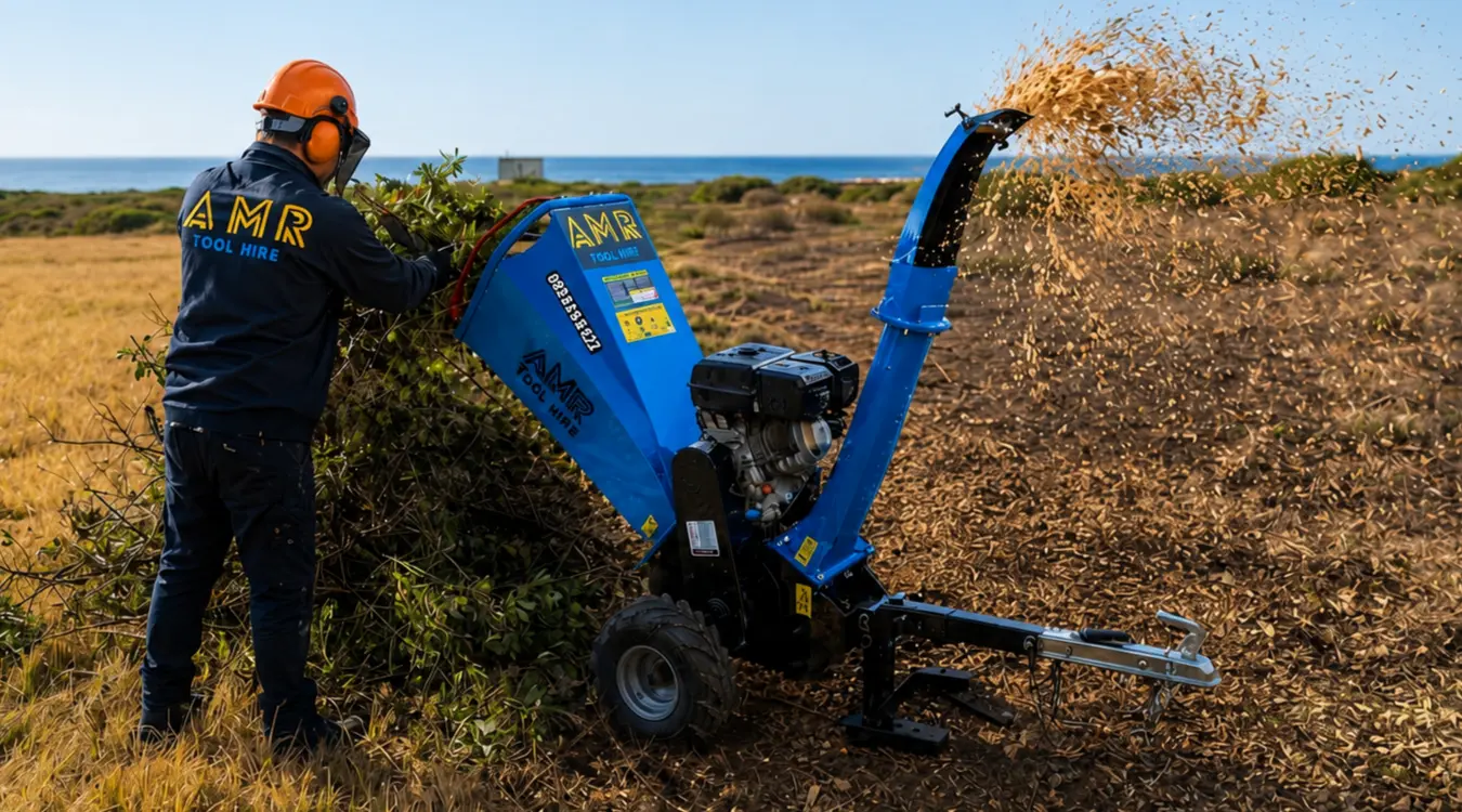 Wood chipper for garden waste and branch disposal